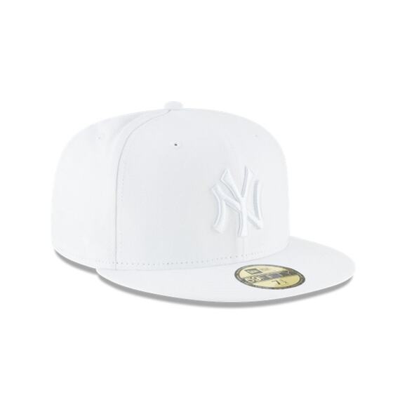 NWT New Era New York Yankees White Primary Logo 59FIFTY Fitted Cap 7 5/8